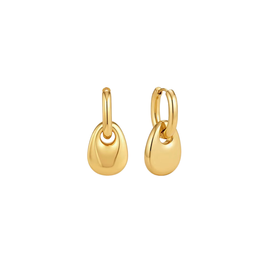 Gold Drop Pendant Small Hoop Earrings