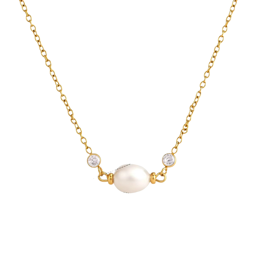 Minimalist Pearl & Zirconias Pendant Necklace