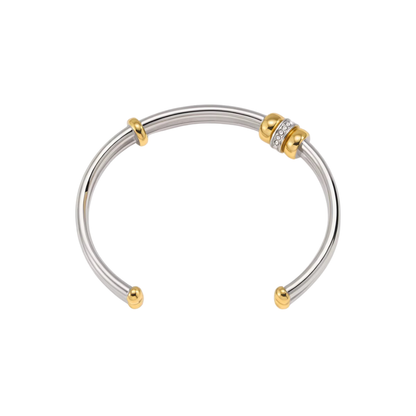 Two Tone Dainty Zirconias Cuff Bracelet