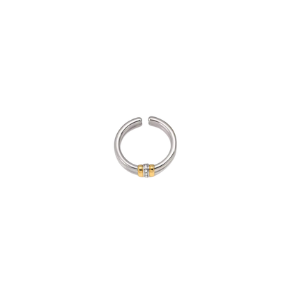 Two Tone Dainty Zirconias Ring