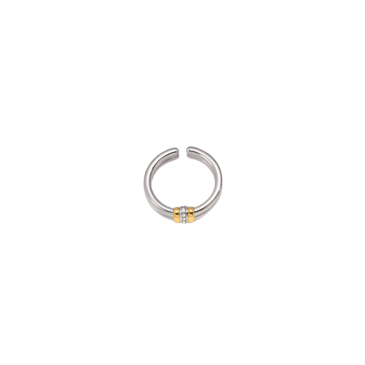 Two Tone Dainty Zirconias Ring