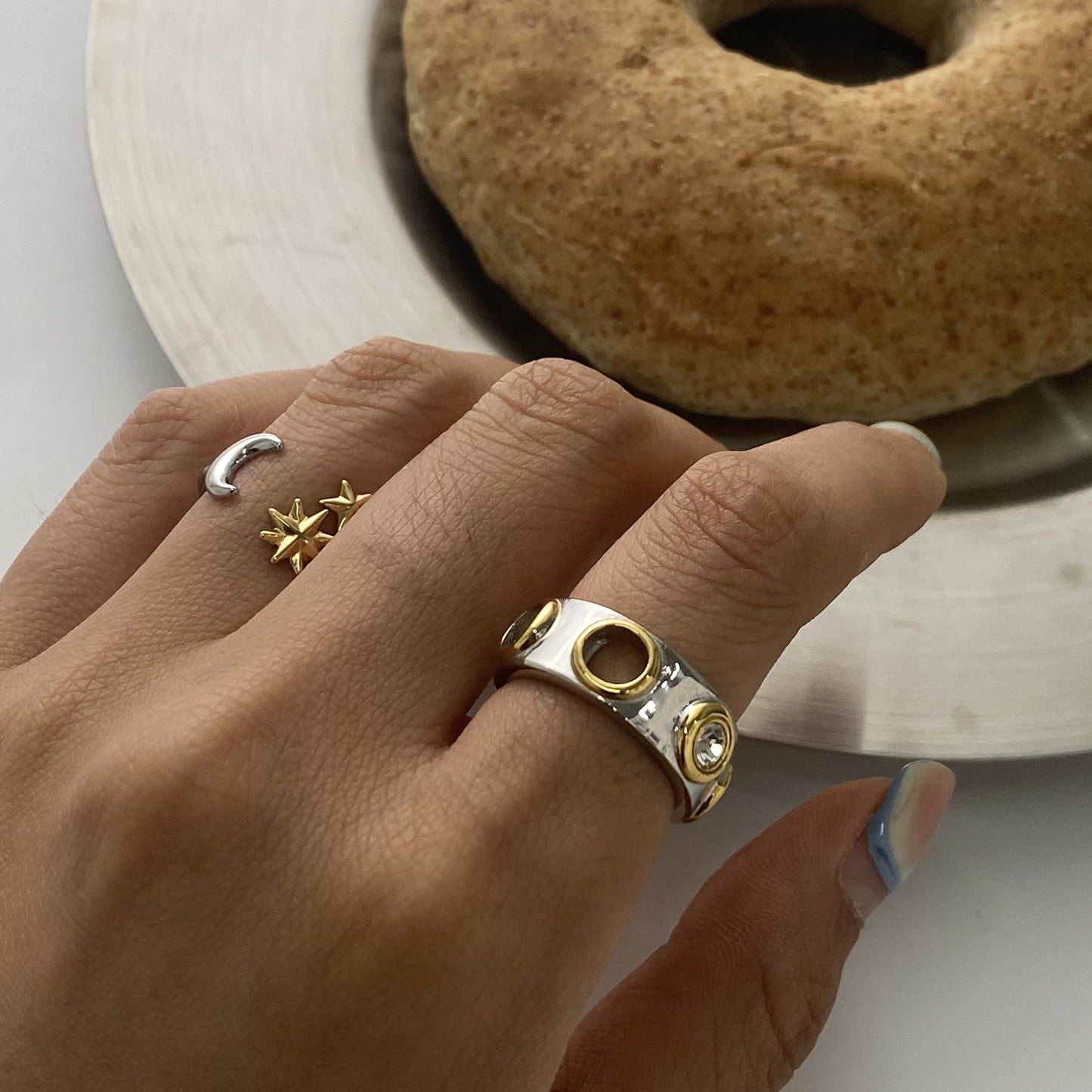 Two Tone Hollow Band Ring