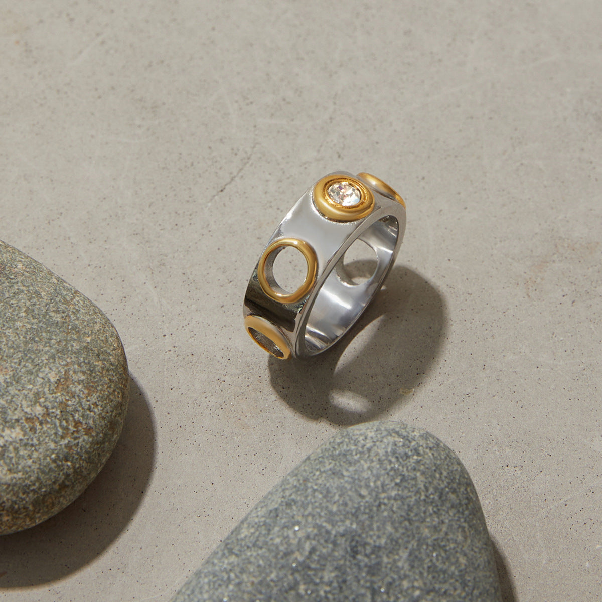 Two Tone Hollow Band Ring