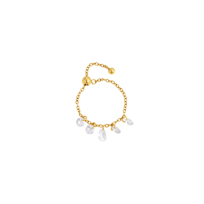 Drop Crystals Adjustable Chain Ring