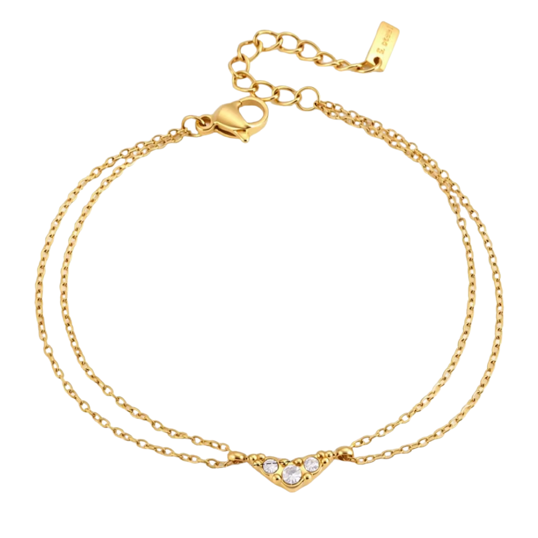 Zirconias Trio Double Chain Bracelet