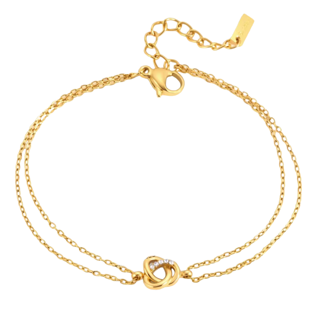 Zirconias Knot Double Chain Bracelet