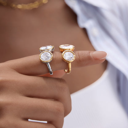 Two Tone Zirconia Open Ring