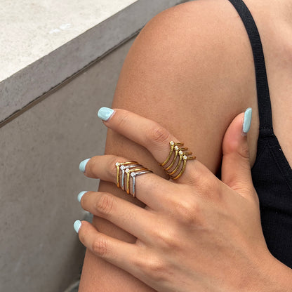 Gold Zirconias V Layered Ring