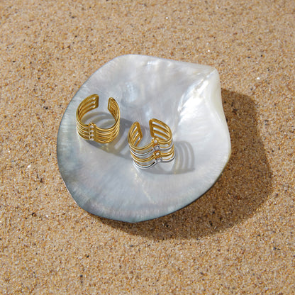 Gold Zirconias V Layered Ring