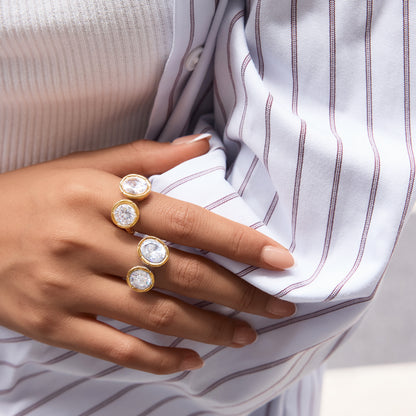 Two Tone Zirconia Open Ring