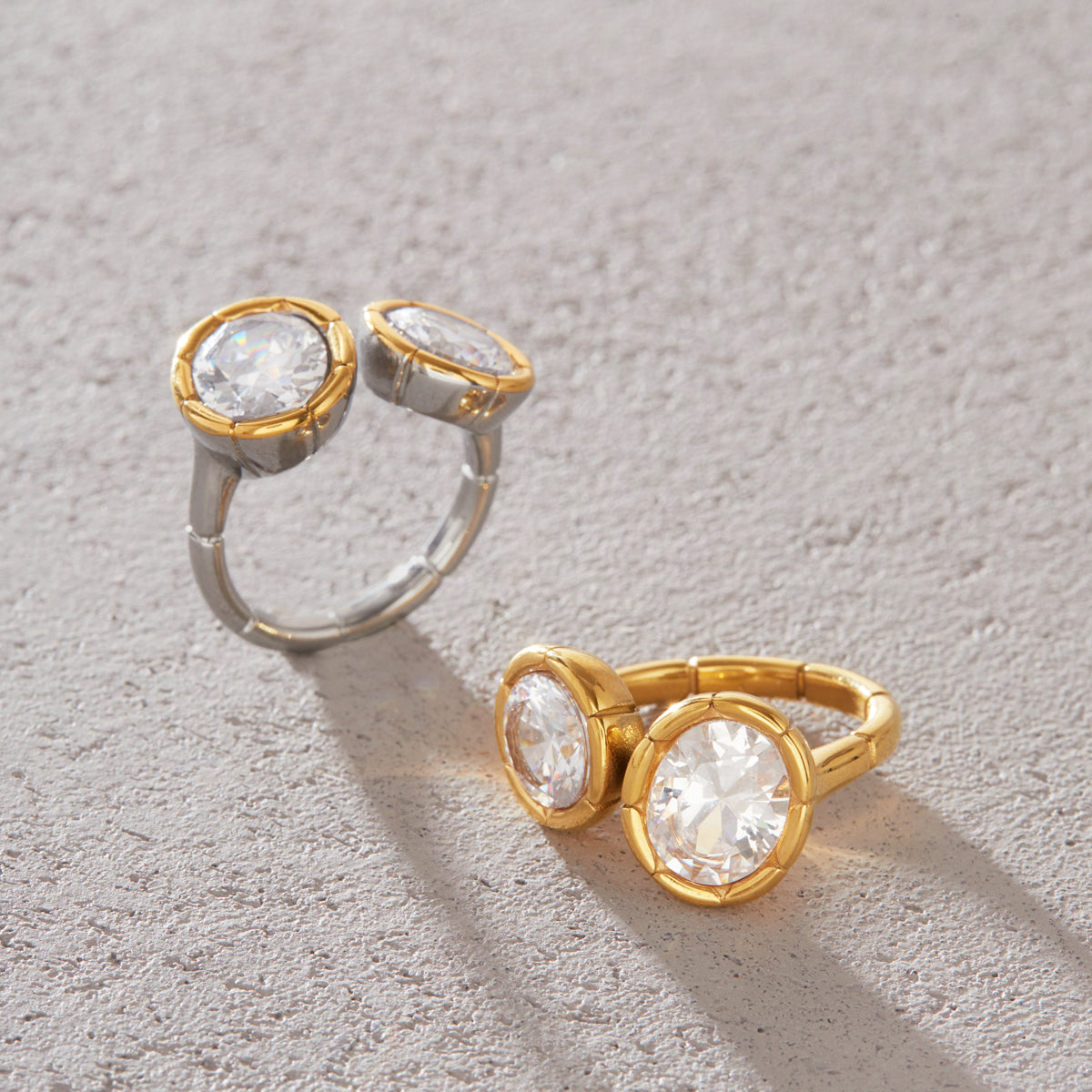 Two Tone Zirconia Open Ring