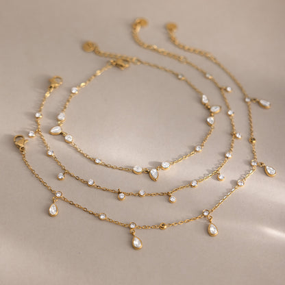 Zirconia Leaf Anklet