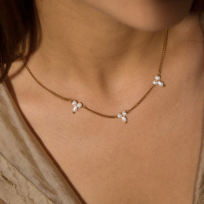 T Pearls Chain Necklace