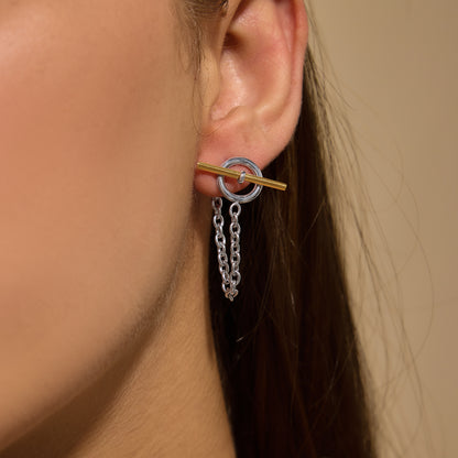 Two Tone Toggle Stud Earrings