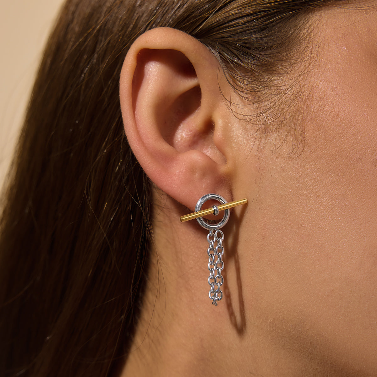 Two Tone Toggle Stud Earrings