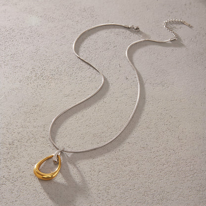 Two Tone Hollow Drop Pendant Necklace
