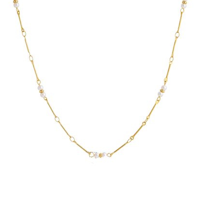 Mini Pearls Bar Link Chain Necklace