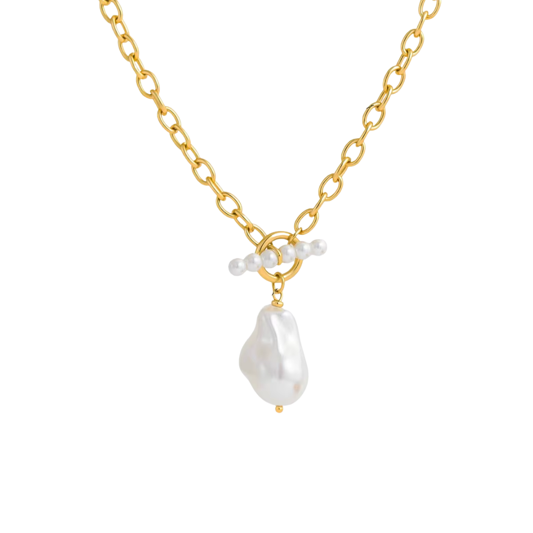 Pearl Toggle Long Chain Necklace