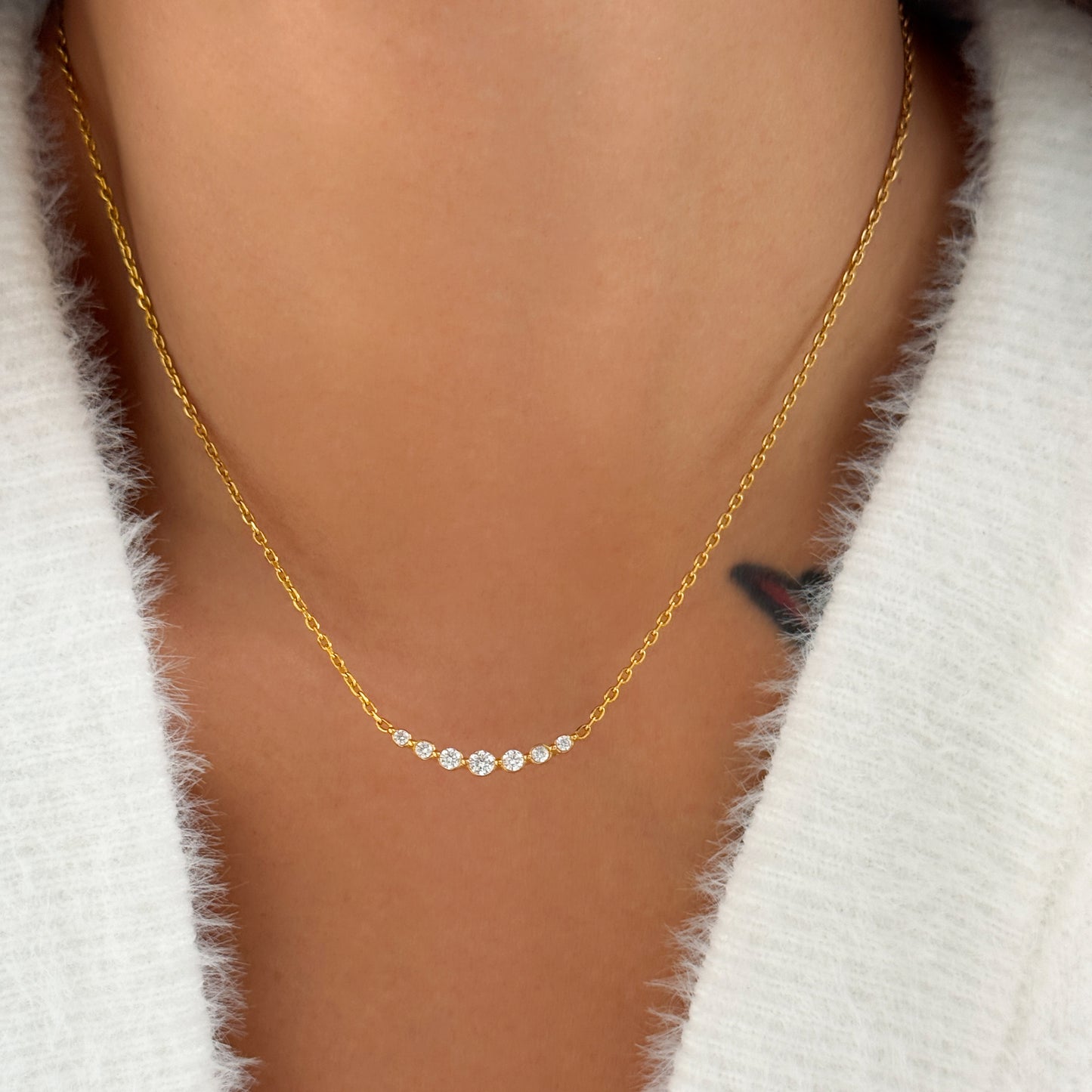 Gold Mini Round Zirconias Necklace