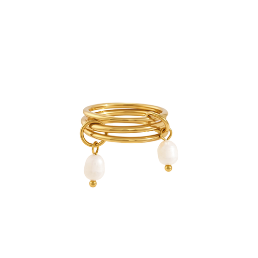 Pearls Pendants Layered Ring