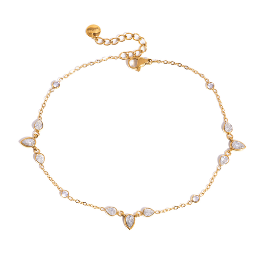 Zirconia Leaf Anklet