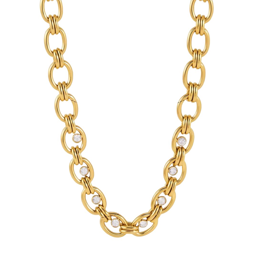 Zirconias Oval Chunky Chain Necklace
