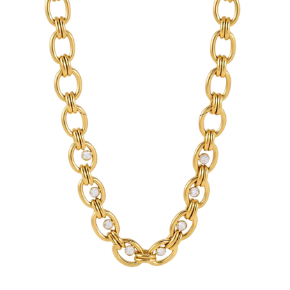 Zirconias Oval Chunky Chain Necklace